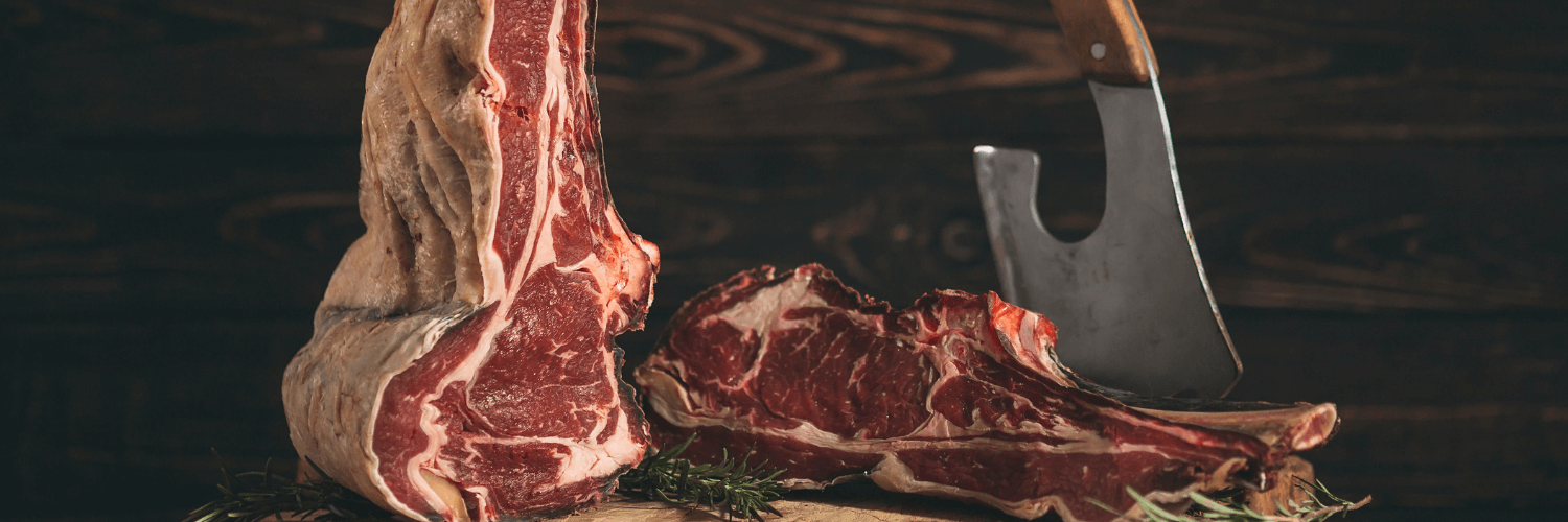 Dry aged raw rib of beef